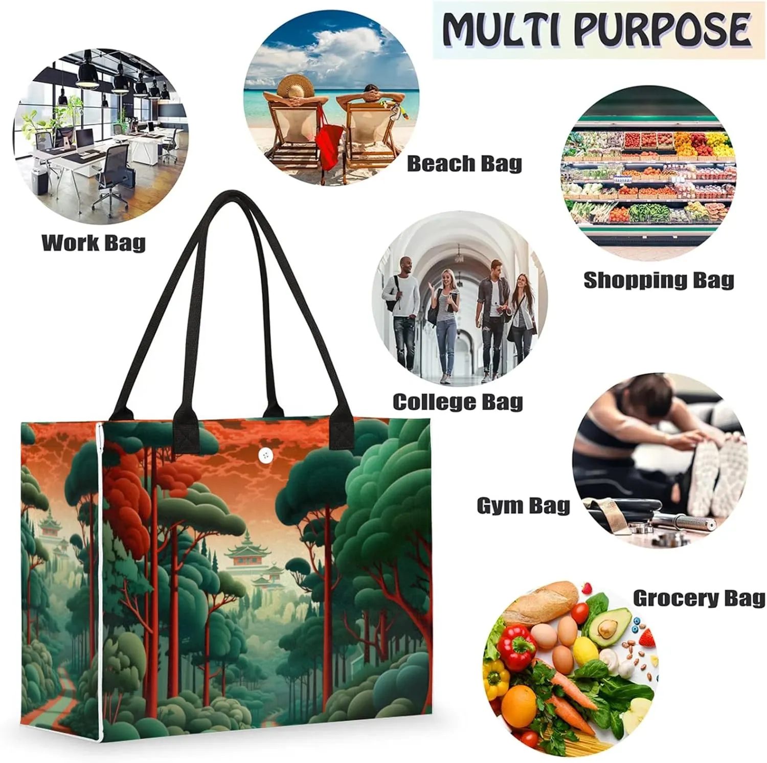 Tote Bag for Women Reusable Canvas Shoulder Bag