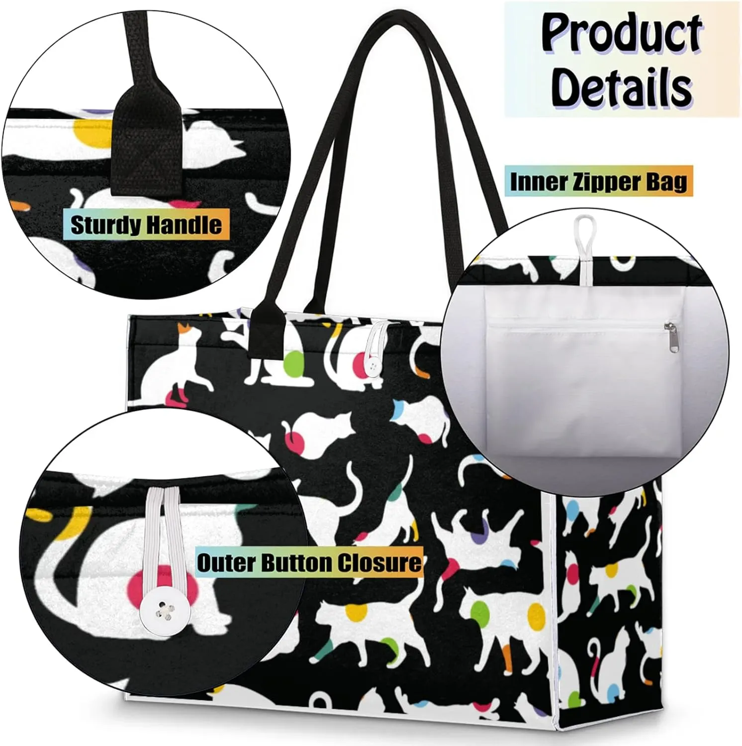 Tote Bag for Women Reusable Canvas Shoulder Bag