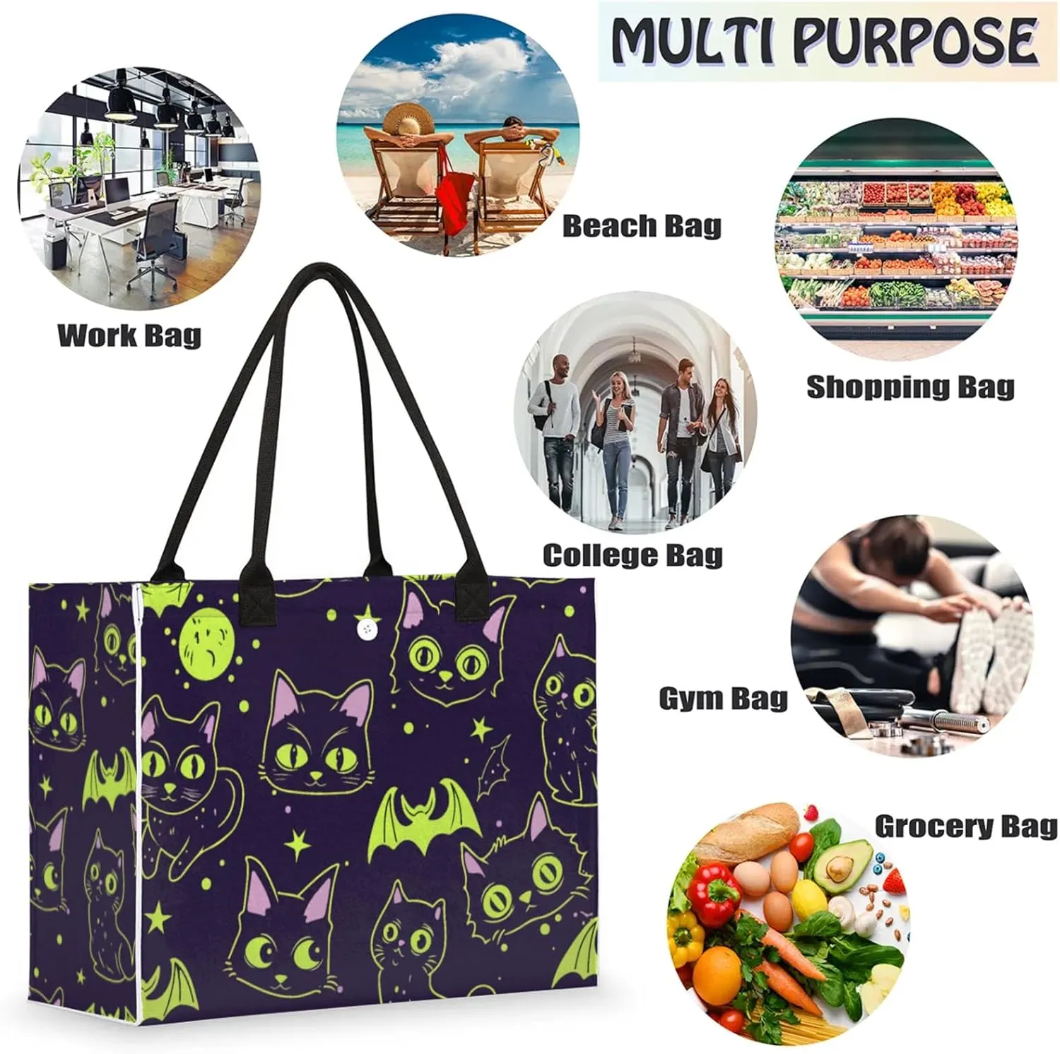 Tote Bag for Women Reusable Canvas Shoulder Bag