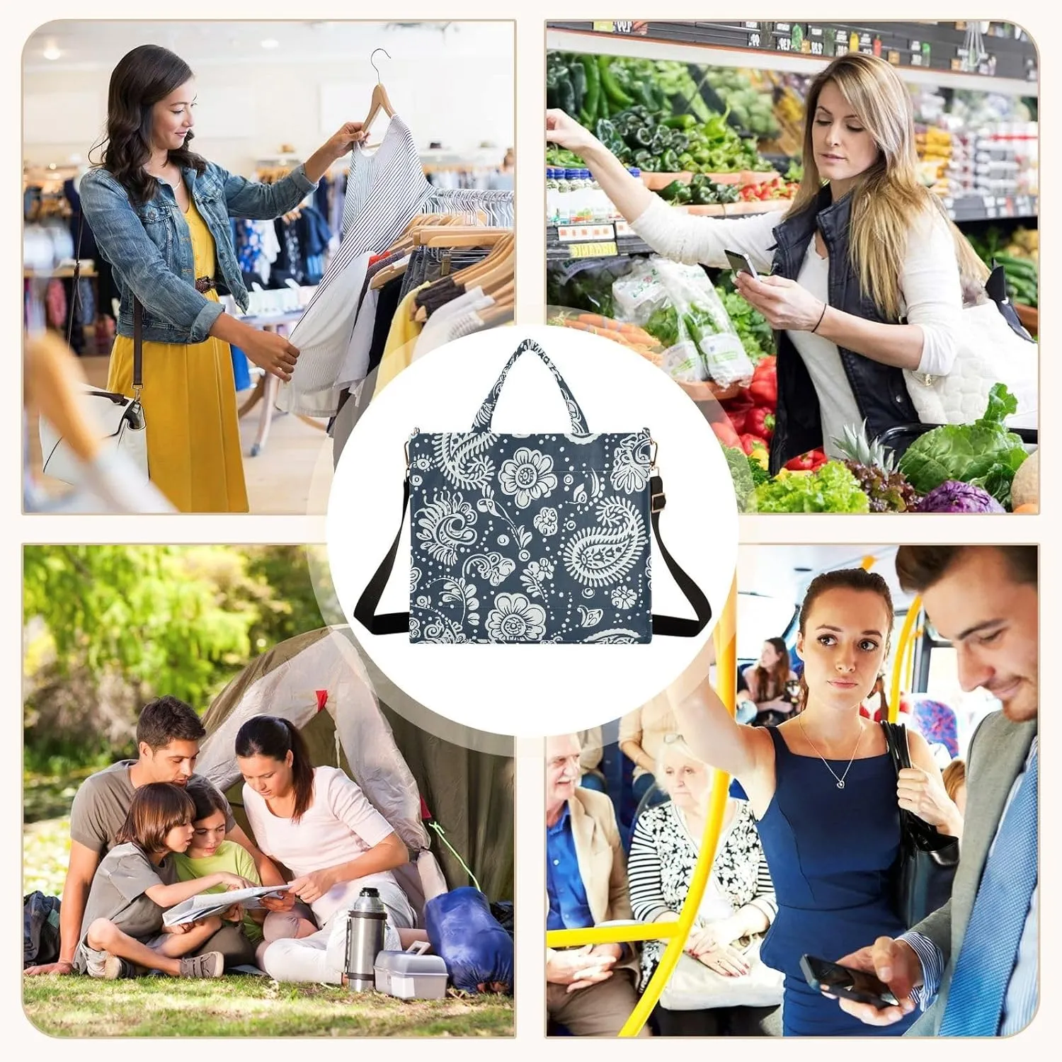 Tote Bag for Women with Inner Pockets Corduroy Crossbody Shoulder Purse Bags for Trip Office Work 13.7 * 4.9 * 12.2IN