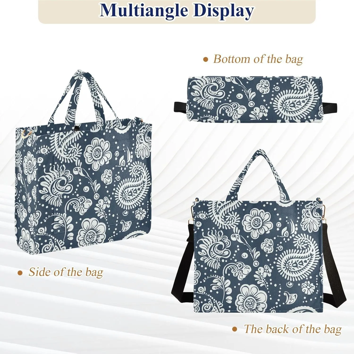 Tote Bag for Women with Inner Pockets Corduroy Crossbody Shoulder Purse Bags for Trip Office Work 13.7 * 4.9 * 12.2IN