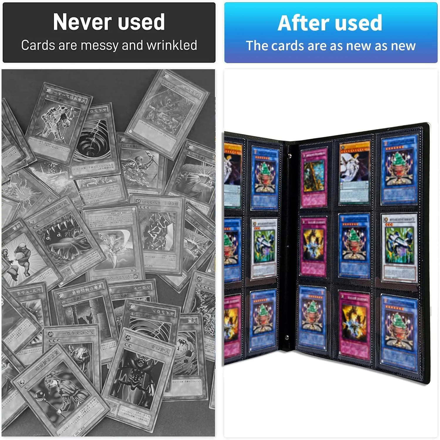 Trading Card Binder with 50 Sleeves, 9 Pocket Waterproof Card Book Holder Fits 900 Cards for Trading Cards, Football Cards, Pet Picture, Side Loading, Oil Painting Sunflowers