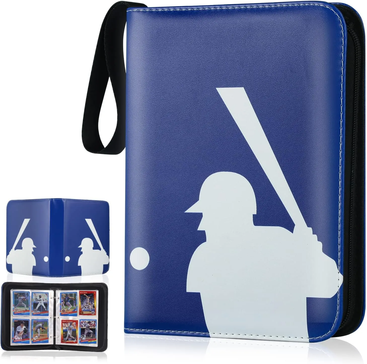 Trading Card Binder with Sleeves, Sports Card Binder Collectible Trading Card Albums with 50 Removable Sleeves (Blue, 4 Pocket)