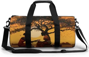 Traditional African Women Sunset Tree Travel Duffel Bag Gym Bags Sports Tote Shoulder Weekender Handbag for Men Women