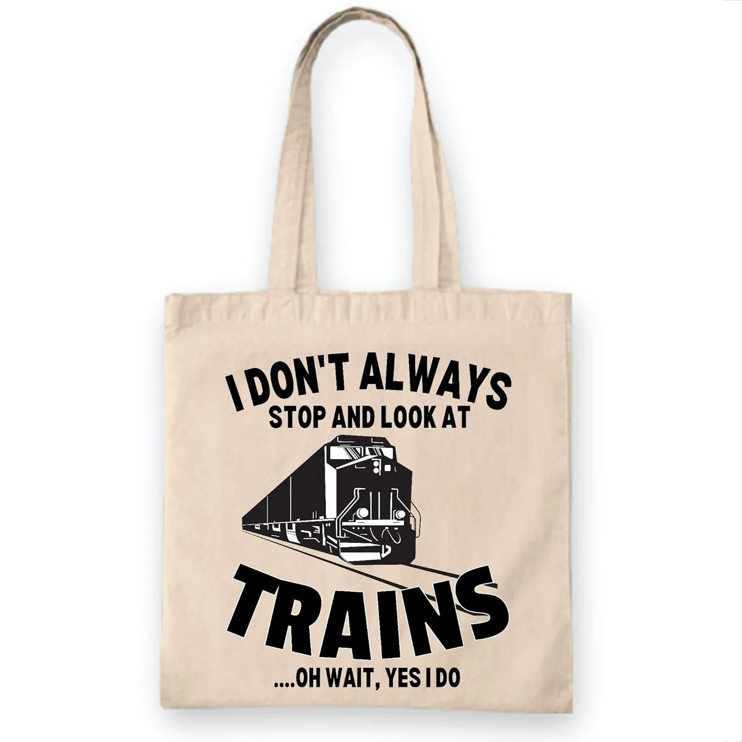 Train Themed Gifts for Train Enthusiast Trainwatchers Conductor Natural White Multicolor Canvas Tote Bag