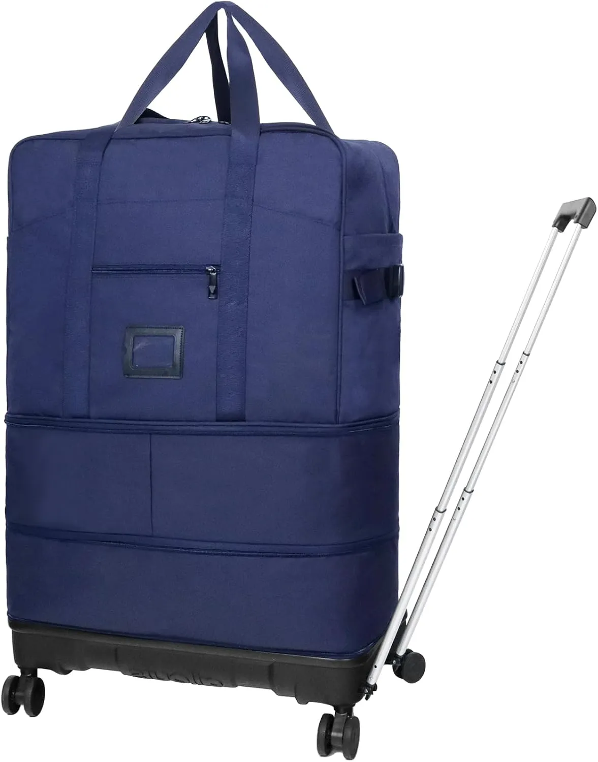 Travel Bag with Removable Wheels Expandable Collapsible Rolling Travel Luggage Foldable Duffel Bag with Telescoping Handle Large Capacity Suitcase for Men Women (Blue)