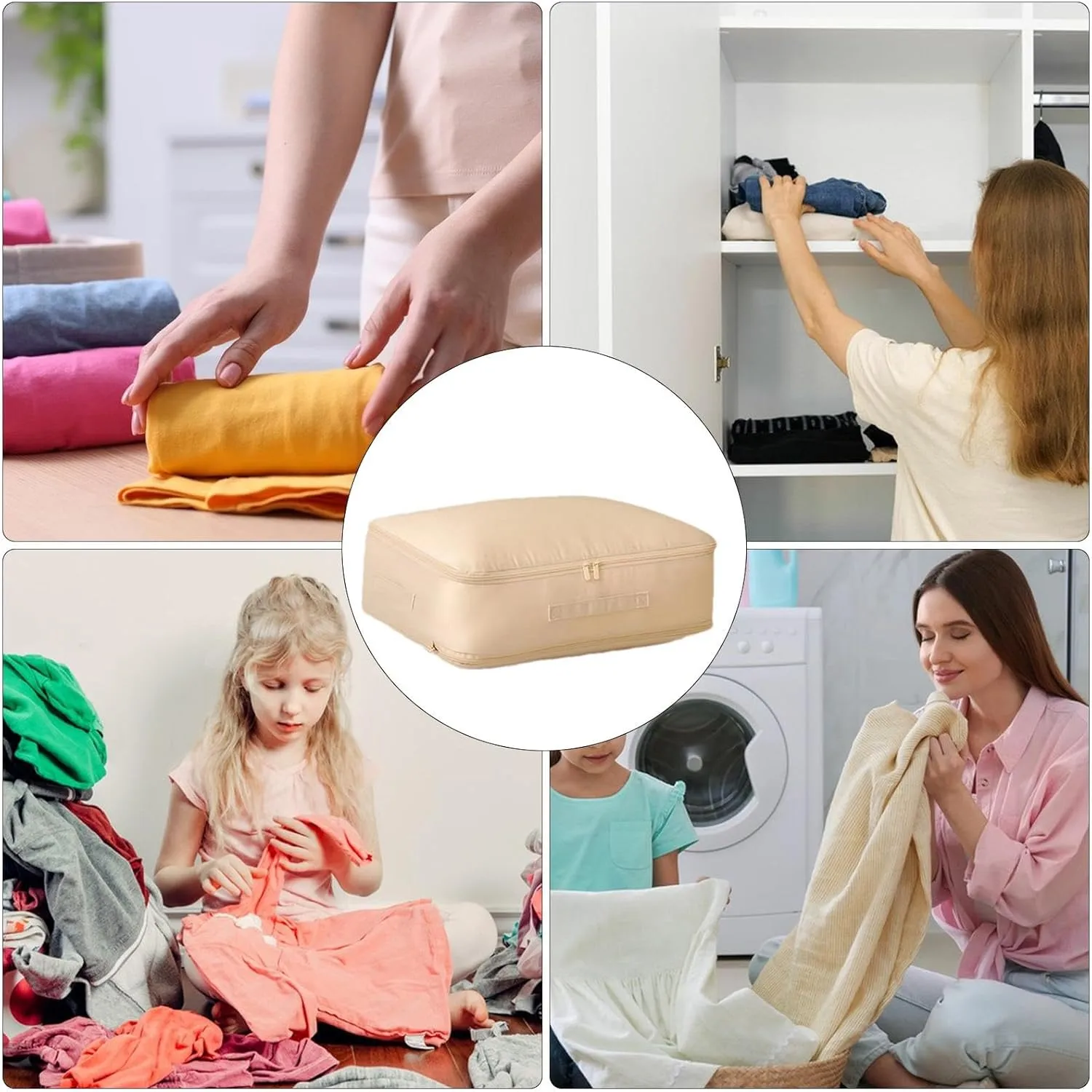 Travel Clothes Cubes - Bedding Storage Bags, Under Bedding Bag | Closet Organizers Luggage Storage with Handle, Space Saving Portable Foldable Bed Sheets Bags for Clothing Blankets Closet