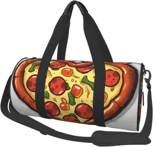 Travel Duffel Bag Foldable Weekender Overnight Bag I Love Pizza Heart Sports Tote Gym Bags Large Capacity Lightweight Carry On Luggage Bags for Men Women