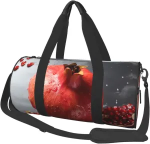 Travel Duffel Bag Foldable Weekender Overnight Bag Pomegranate Sports Tote Gym Bag Large Capacity Lightweight Carry On Luggage Bag for Men Women