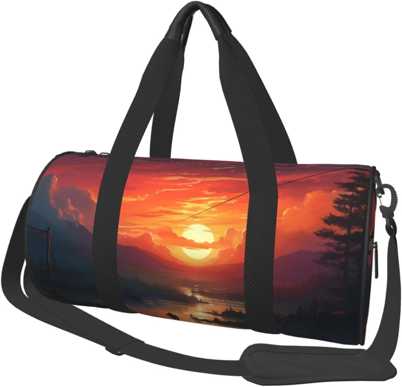 Travel Duffel Bag Foldable Weekender Overnight Bag Sunset Art Sports Tote Gym Bags Large Capacity Lightweight Carry On Luggage Bags for Men Women