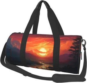 Travel Duffel Bag Foldable Weekender Overnight Bag Sunset Art Sports Tote Gym Bags Large Capacity Lightweight Carry On Luggage Bags for Men Women