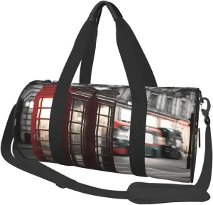 Travel Duffel Bag Foldable Weekender Overnight Bag Telephone Booth Sports Tote Gym Bags Large Capacity Lightweight Carry On Luggage Bags for Men Women