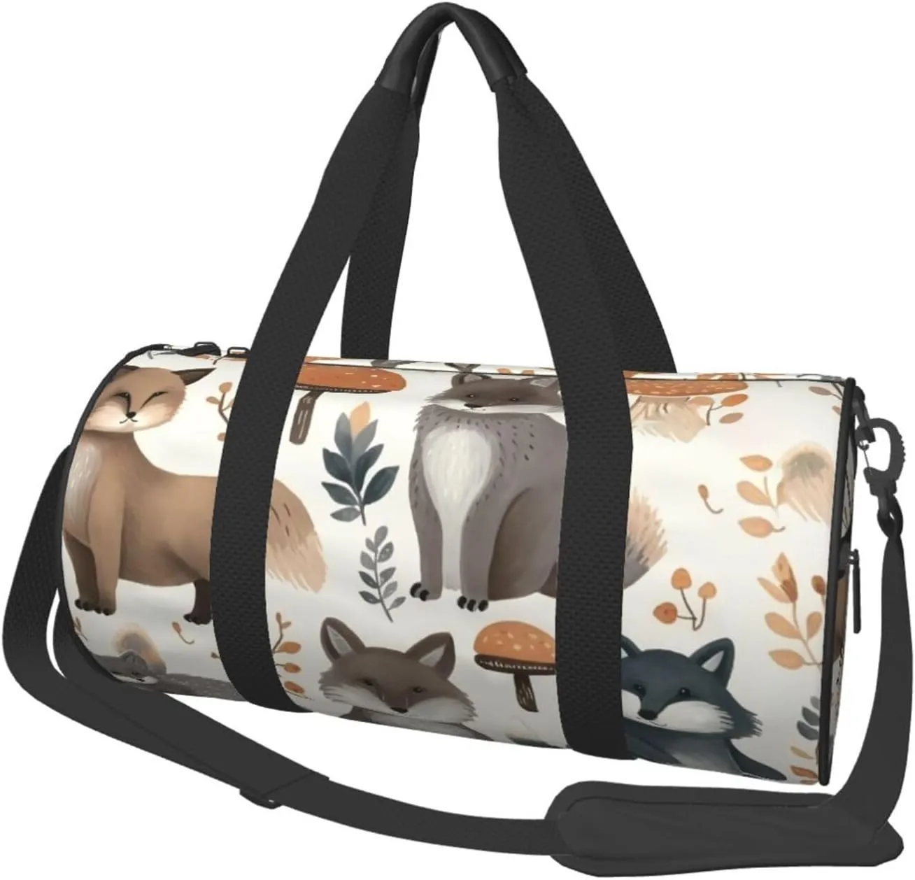 Travel Duffel Bag Foldable Weekender Overnight Bag Woodland Raccoon Animals Sports Tote Gym Bags Large Capacity Lightweight Carry On Luggage Bags for Men Women
