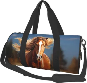 Travel Duffel Bag Foldable Weekender Overnight Bags Red Runing Horse Sports Tote Gym Bag Large Capacity Lightweight Carry On Luggage Bags for Men Women