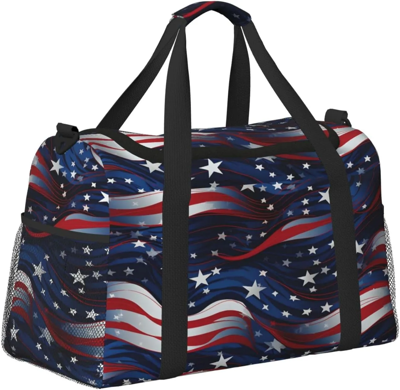 Travel Duffel Bag For Men Women, 4th Of July American Independence Day Carry On Sport Gym Bag With Shoulder Strap Lightweight Waterproof Weekender Bag Overnight Bag