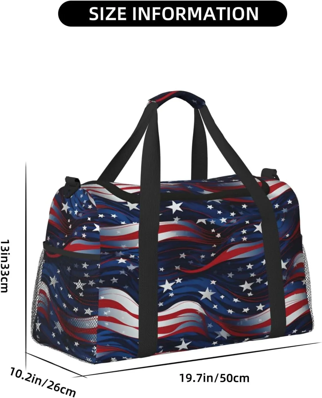 Travel Duffel Bag For Men Women, 4th Of July American Independence Day Carry On Sport Gym Bag With Shoulder Strap Lightweight Waterproof Weekender Bag Overnight Bag