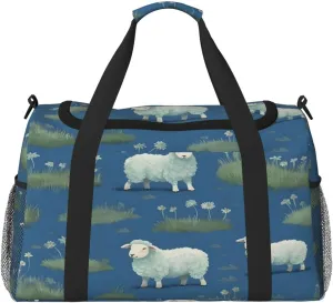 Travel Duffel Bag For Men Women, Cute Farm Sheep Carry On Sport Gym Bag With Shoulder Strap Lightweight Waterproof Weekender Bag Overnight Bag
