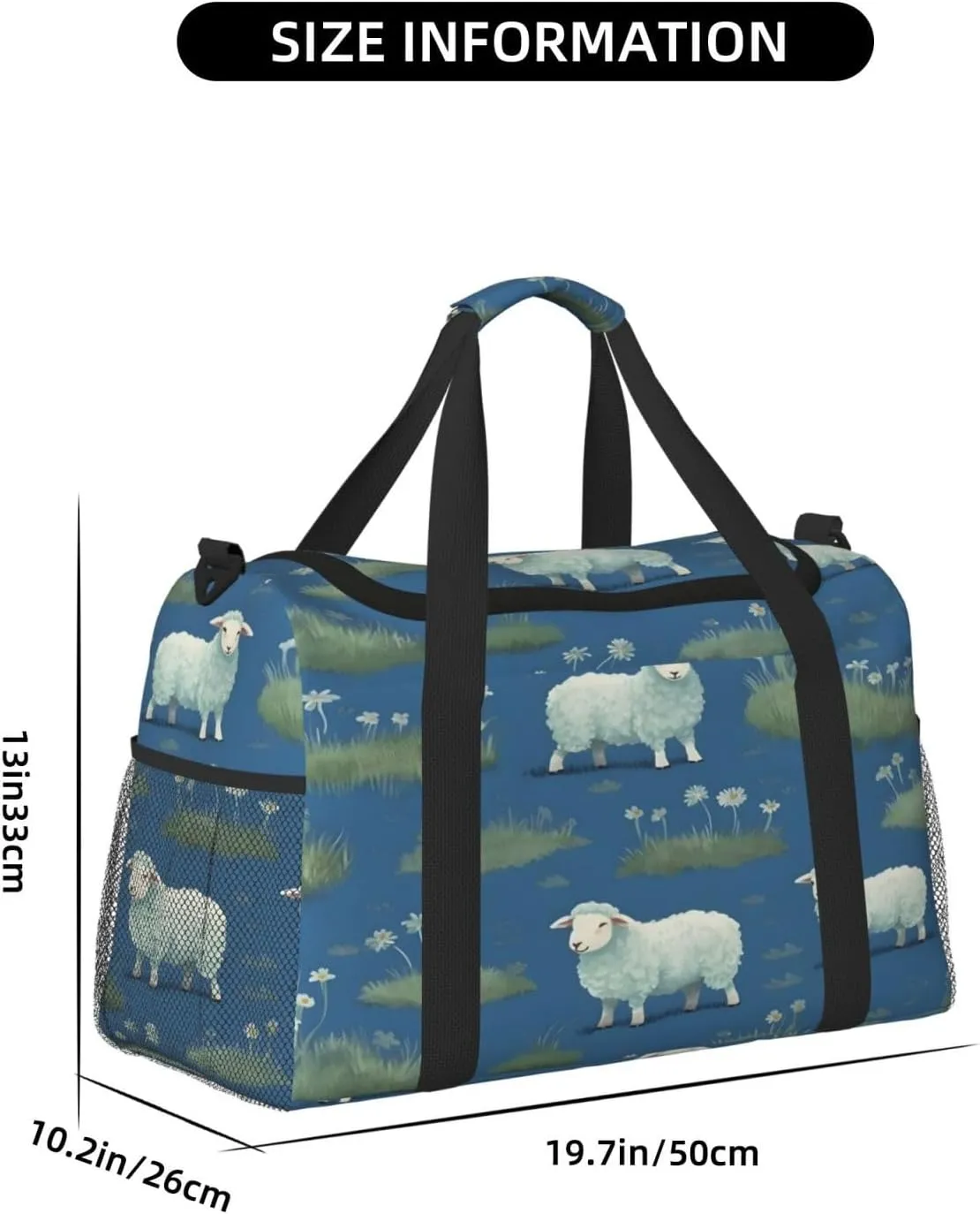 Travel Duffel Bag For Men Women, Cute Farm Sheep Carry On Sport Gym Bag With Shoulder Strap Lightweight Waterproof Weekender Bag Overnight Bag
