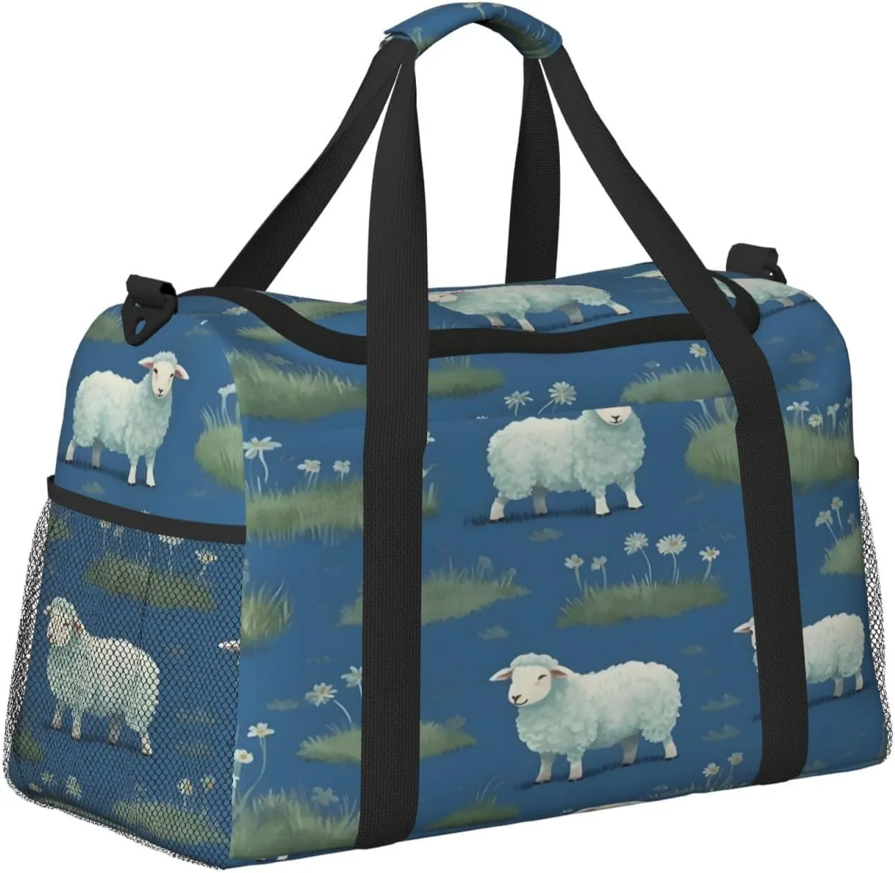 Travel Duffel Bag For Men Women, Cute Farm Sheep Carry On Sport Gym Bag With Shoulder Strap Lightweight Waterproof Weekender Bag Overnight Bag