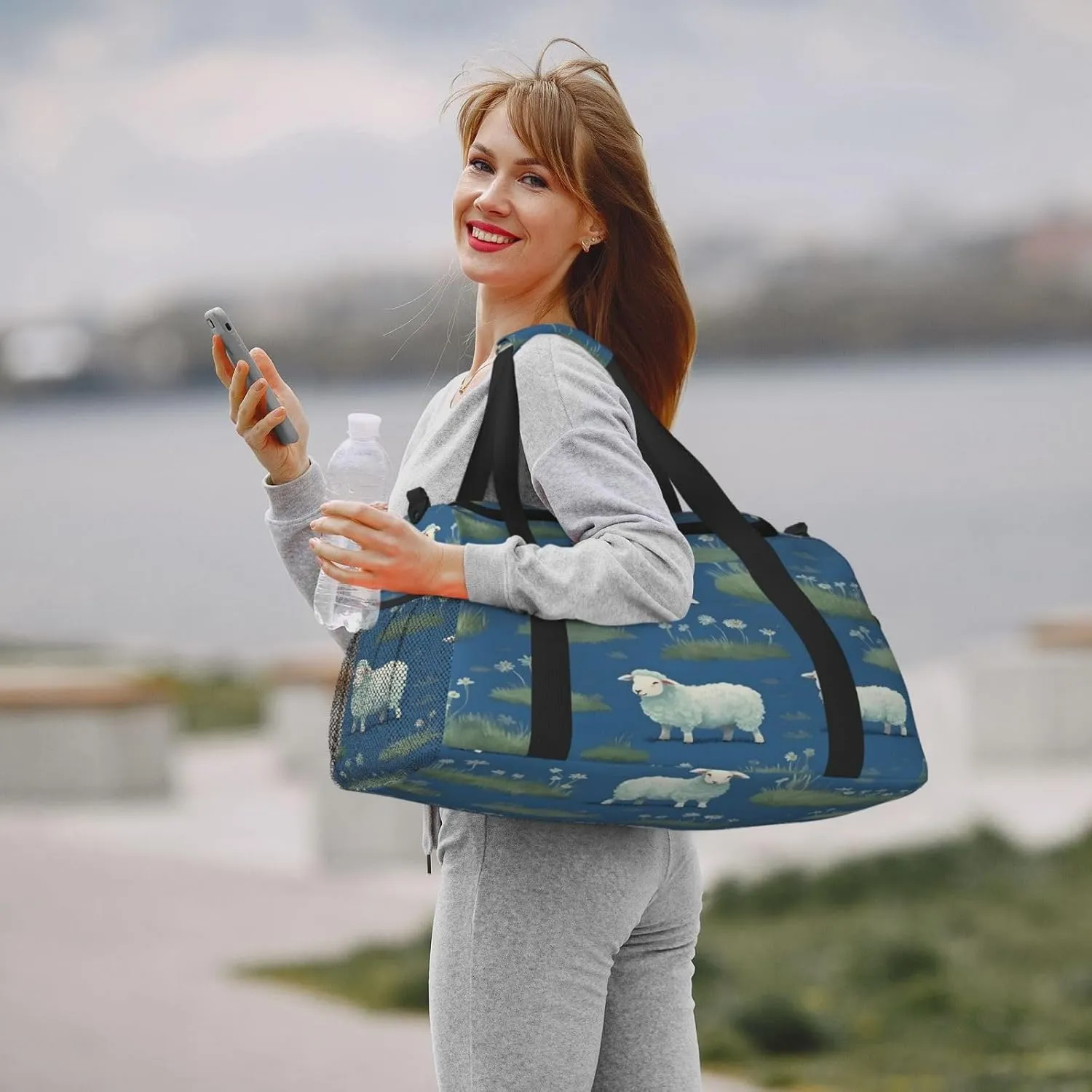 Travel Duffel Bag For Men Women, Cute Farm Sheep Carry On Sport Gym Bag With Shoulder Strap Lightweight Waterproof Weekender Bag Overnight Bag