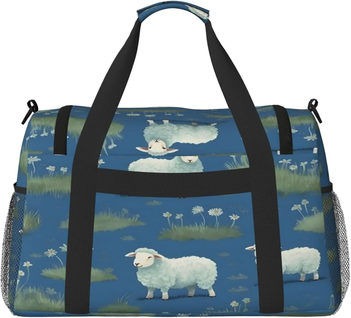 Travel Duffel Bag For Men Women, Cute Farm Sheep Carry On Sport Gym Bag With Shoulder Strap Lightweight Waterproof Weekender Bag Overnight Bag