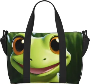 Travel Duffel Bag for Women Men Weekender Bags Sports Gym Bag cute frog Travel Bag Carry on Overnight Bag Waterproof Luggage Bag with Shoulder Strap