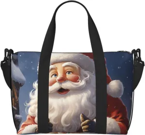 Travel Duffel Bag for Women Men Weekender Bags Sports Gym Bag Santa in the snow Travel Bag Carry on Overnight Bag Waterproof Luggage Bag with Shoulder Strap