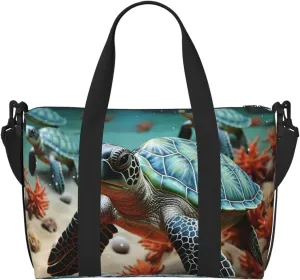 Travel Duffel Bag for Women Men Weekender Bags Sports Gym Bag Turtle starfish Travel Bag Carry on Overnight Bag Waterproof Luggage Bag with Shoulder Strap