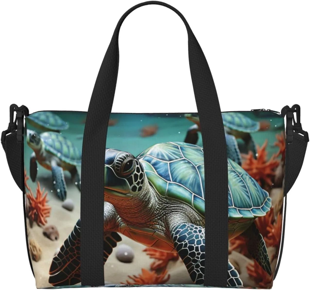 Travel Duffel Bag for Women Men Weekender Bags Sports Gym Bag Turtle starfish Travel Bag Carry on Overnight Bag Waterproof Luggage Bag with Shoulder Strap