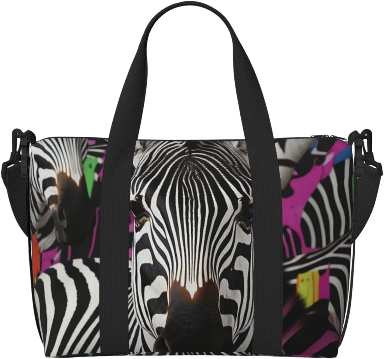 Travel Duffel Bag for Women Men Weekender Bags Sports Gym Bag Zebra Travel Bag Carry on Overnight Bag Waterproof Luggage Bag with Shoulder Strap