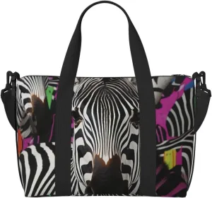 Travel Duffel Bag for Women Men Weekender Bags Sports Gym Bag Zebra Travel Bag Carry on Overnight Bag Waterproof Luggage Bag with Shoulder Strap