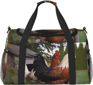 Travel Duffel Bag Lightweight Waterproof Carry On Tote Bag Foldable Weekender Overnight Bags Backyard Chickens Sport Gym Bag For Women Men