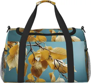 Travel Duffel Bag Lightweight Waterproof Carry On Tote Bag Foldable Weekender Overnight Bags Birch Leaves Sport Gym Bag For Women Men