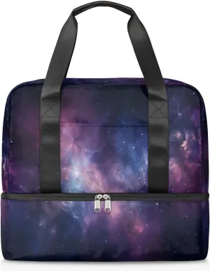 Travel Duffel Bags Universe Nebula Sports Gym Bag with Wet Pocket & Shoes Compartment Large Duffel Bags Waterproof Overnight Bag Weekender Bags for Women Men