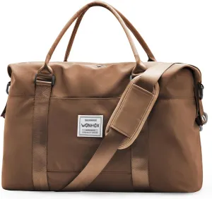 Travel Duffel Bag,Waterproof Duffel Gym Tote Bag Personal Item Bag,Large Sports Weekender Carry On Overnight Bags for Women with Wet Pocket,Duffel Hospital Bag, Champagne Brown