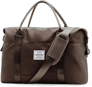 Travel Duffel Bag,Waterproof Duffel Gym Tote Bag Personal Item Bag,Large Sports Weekender Carry On Overnight Bags for Women with Wet Pocket,Duffel Hospital Bag, CoffeeBrown