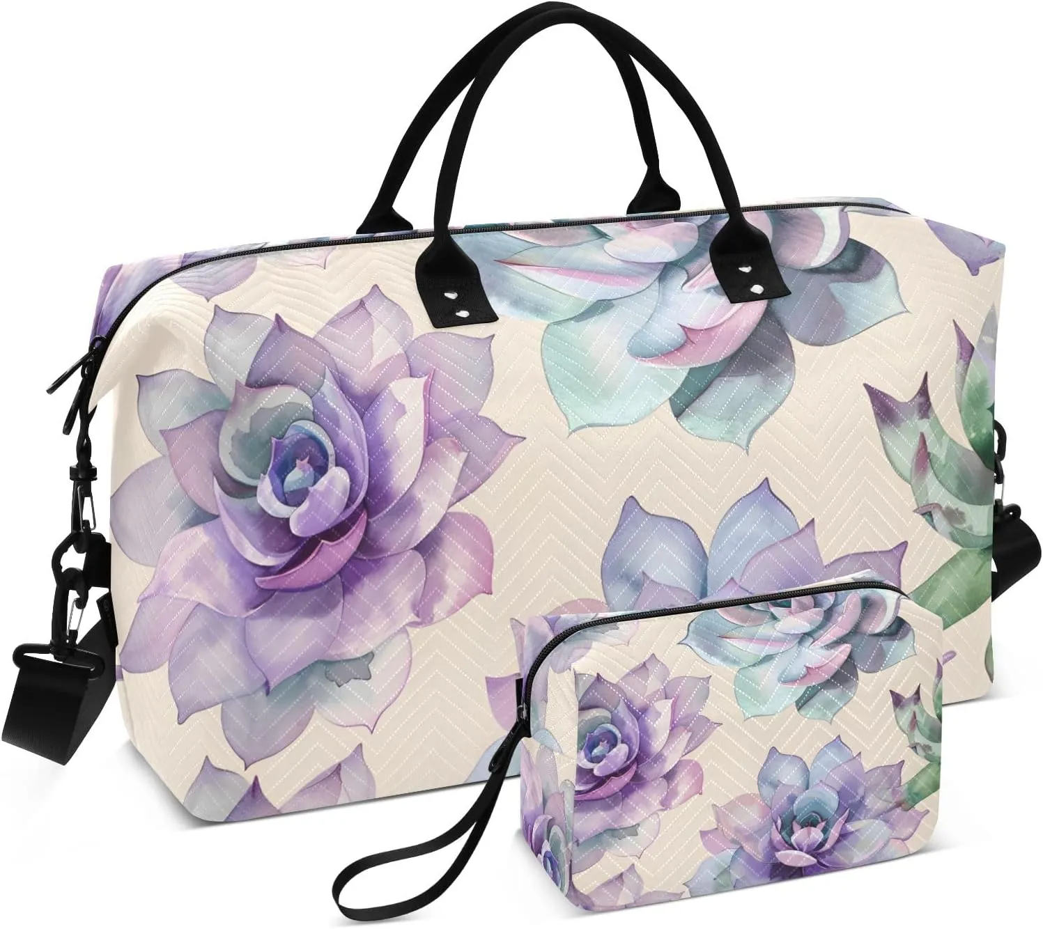 Travel Duffle Bag, Flowers Boho Wallpaper Gym Bag with Storage Bag Weekender Overnight Bag for Men Women Trip Sports Yoga
