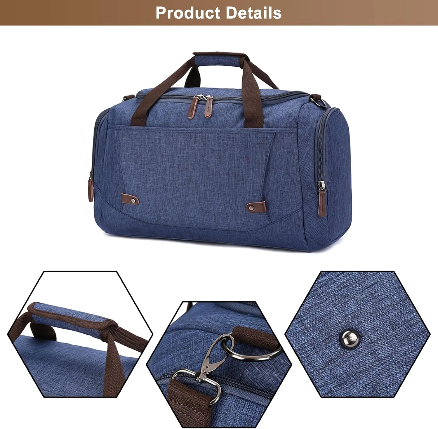 Travel Duffle Bag for Men, Canvas Weekend Overnight Carryon Handbag Multipurpose Shoulder Bags for Hiking Camping (Green)