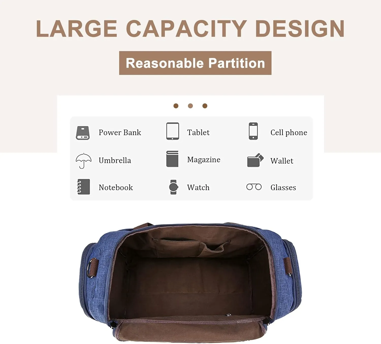Travel Duffle Bag for Men, Canvas Weekend Overnight Carryon Handbag Multipurpose Shoulder Bags for Hiking Camping (Green)