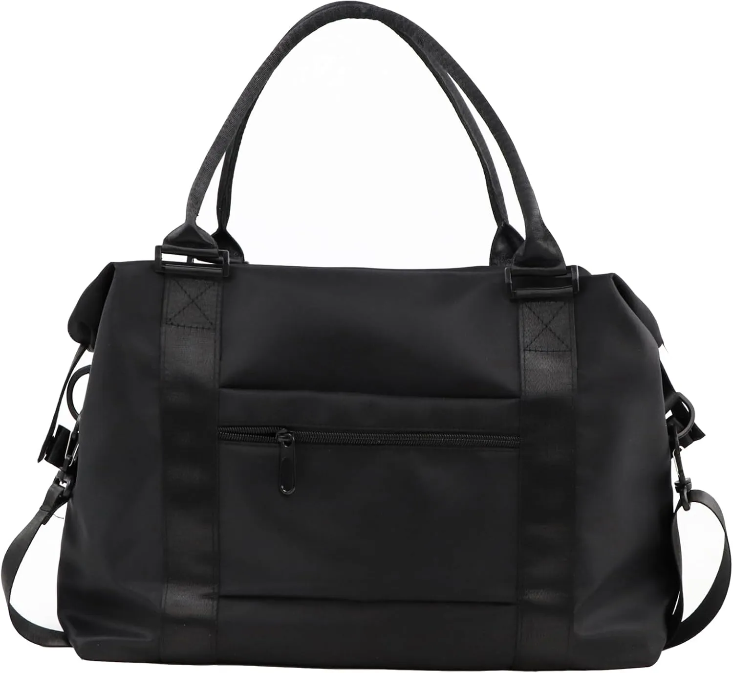 Travel Duffle Bag Waterproof Weekender Bag Carry On Tote Bags for Women Men, Travel Essentials Sport Gym Bag Luggage Bag with Trolley Sleeve (Black)