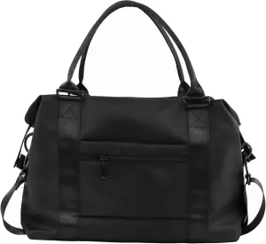 Travel Duffle Bag Waterproof Weekender Bag Carry On Tote Bags for Women Men, Travel Essentials Sport Gym Bag Luggage Bag with Trolley Sleeve (Black)