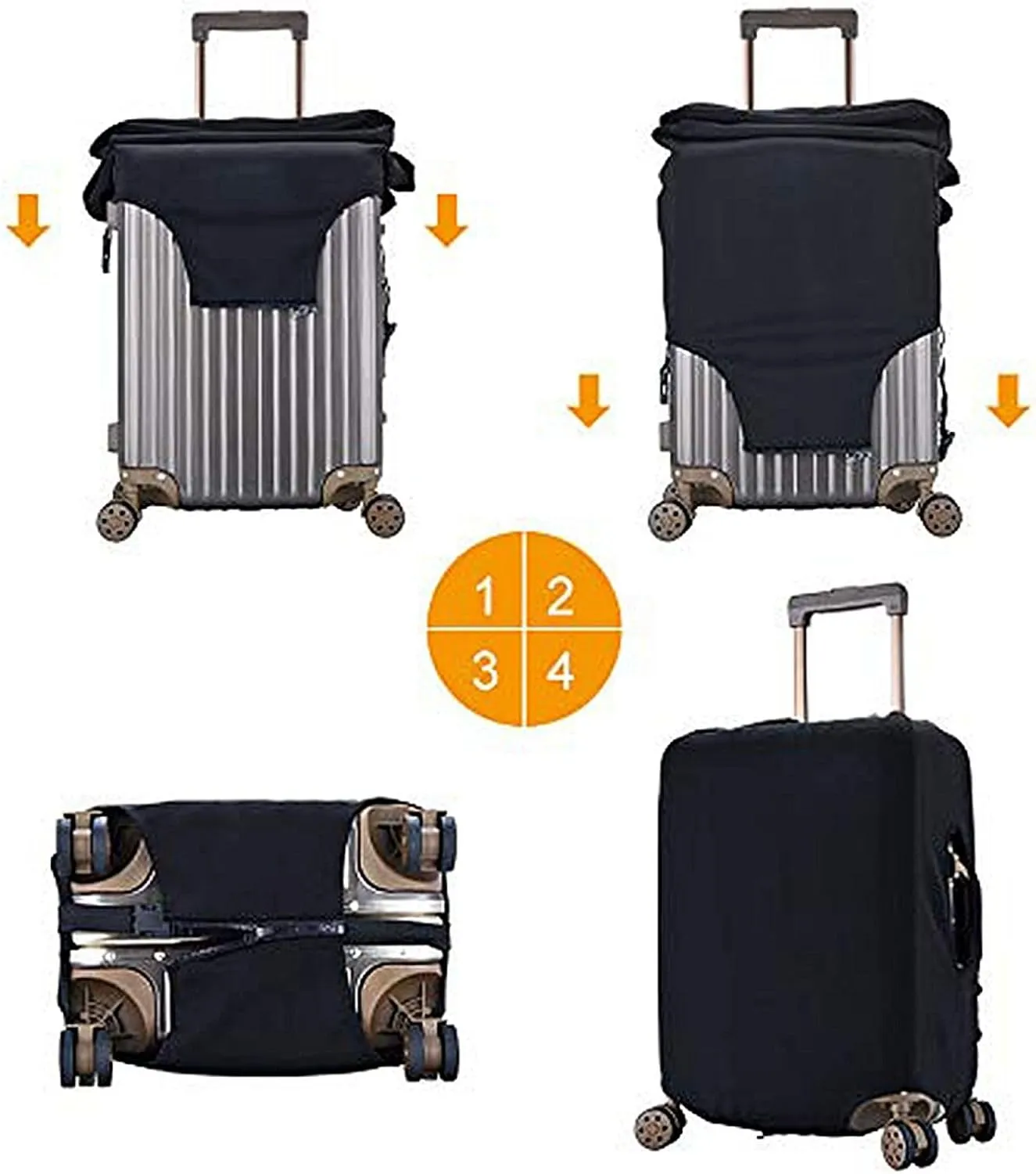 Travel Luggage Cover Spandex Blue Suitcase Protector Bag,Black Letter C Boho Floral Flowers Leaves Anti-Scratch Washable Baggage Covers For Wheeled Suitcase Kid Adult,Xl (For 29-32 Inch Luggage)