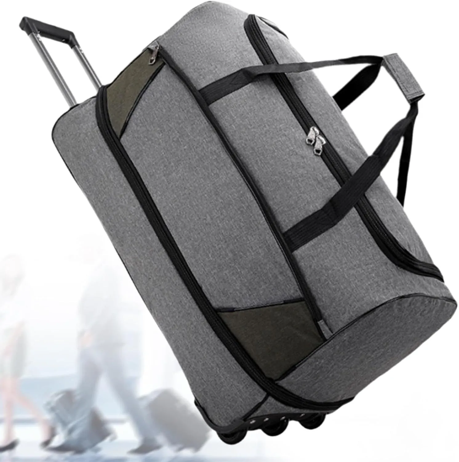 Travel Trolley Duffel Bag with Wheels for Men And Women, Gray, M