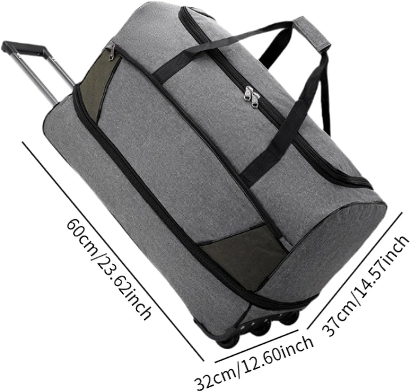 Travel Trolley Duffel Bag with Wheels for Men And Women, Gray, M