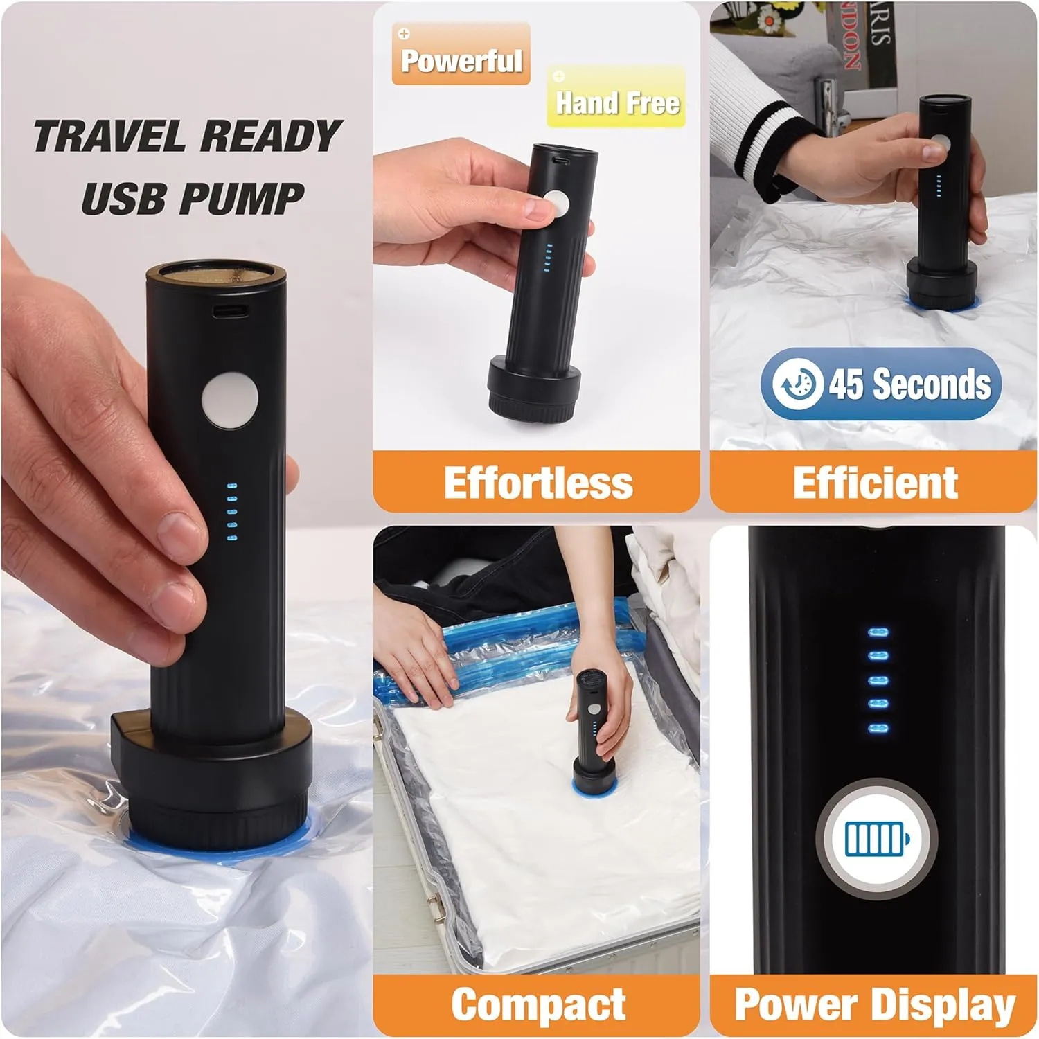 Travel Vacuum Storage Bags with Electric Pump, 12 Combo Travel Packing Bags for Luggage and Suitcase, Carry-on Size Compression Space Saver for Clothes and Clothing