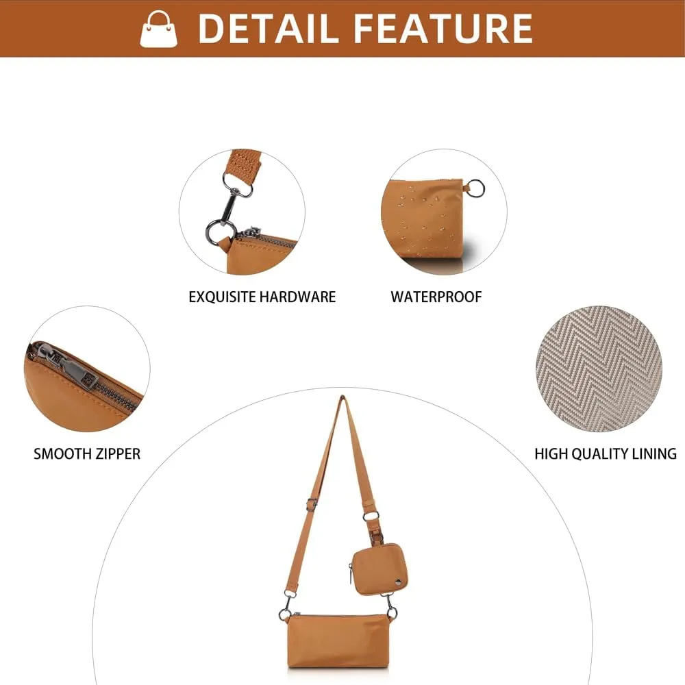 Trendy Crossbody Bags for Women Lightweight Nylon Shoulder Bag waterproof Waist Packs small purse for Travel sports