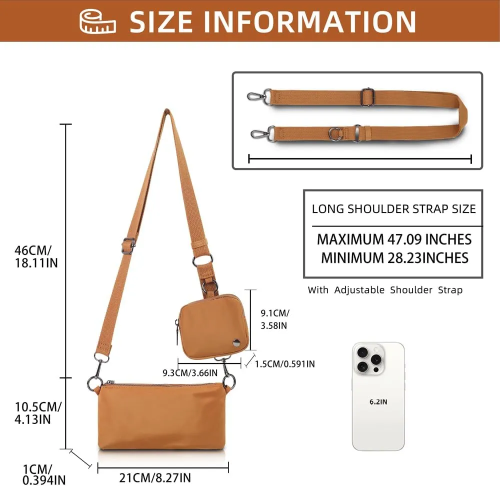 Trendy Crossbody Bags for Women Lightweight Nylon Shoulder Bag waterproof Waist Packs small purse for Travel sports