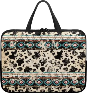 Tribal Cow Pattern Laptop Sleeve, 10-17 Inch Kids Tablet Portable Neoprene Zipper Carrying Sleeve Case Bag Computer Tablet Handbag Case Notebook Messenger Briefcase for Travel/Business