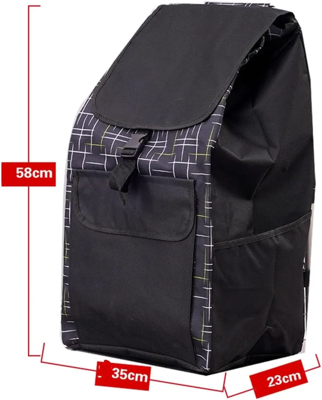 Trolley Replacement Bag 46L with Side Pockets Shopping Cart Replacement Wheeled Bag Large Capacity Storage Bag 35X23X58CM (A)