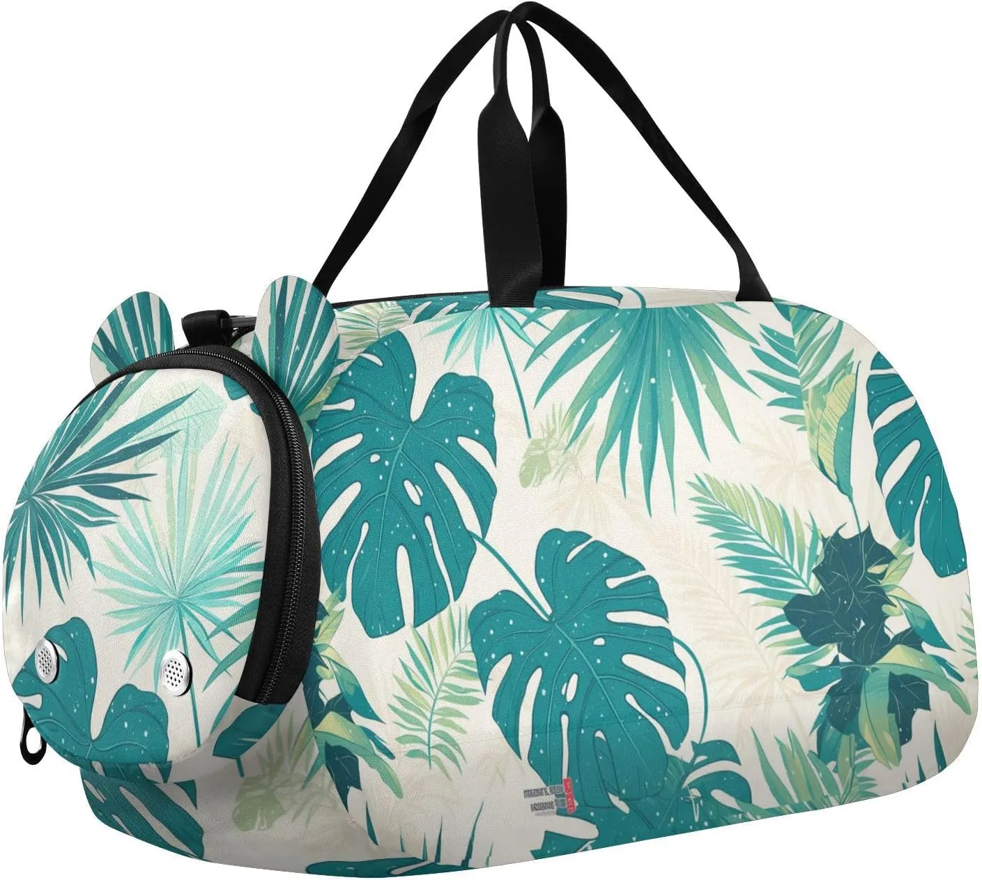 Tropical Palm Leaves Girl's Gym Duffel Bag with Shoes Compartment Multifunctional Gymnastics Sports Bag for Travel, Sports, Duffel, Weekender
